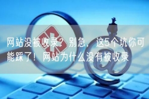 网站没被收录？别急，这5个坑你可能踩了！网站为什么没有被收录